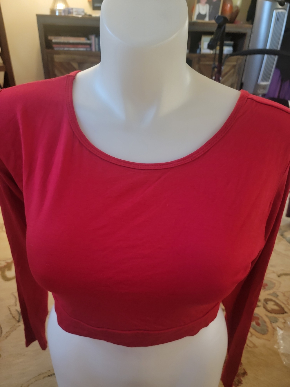 New NWOT Half Tee Women's Red Long-Sleeve Crop Top Sz 2XL